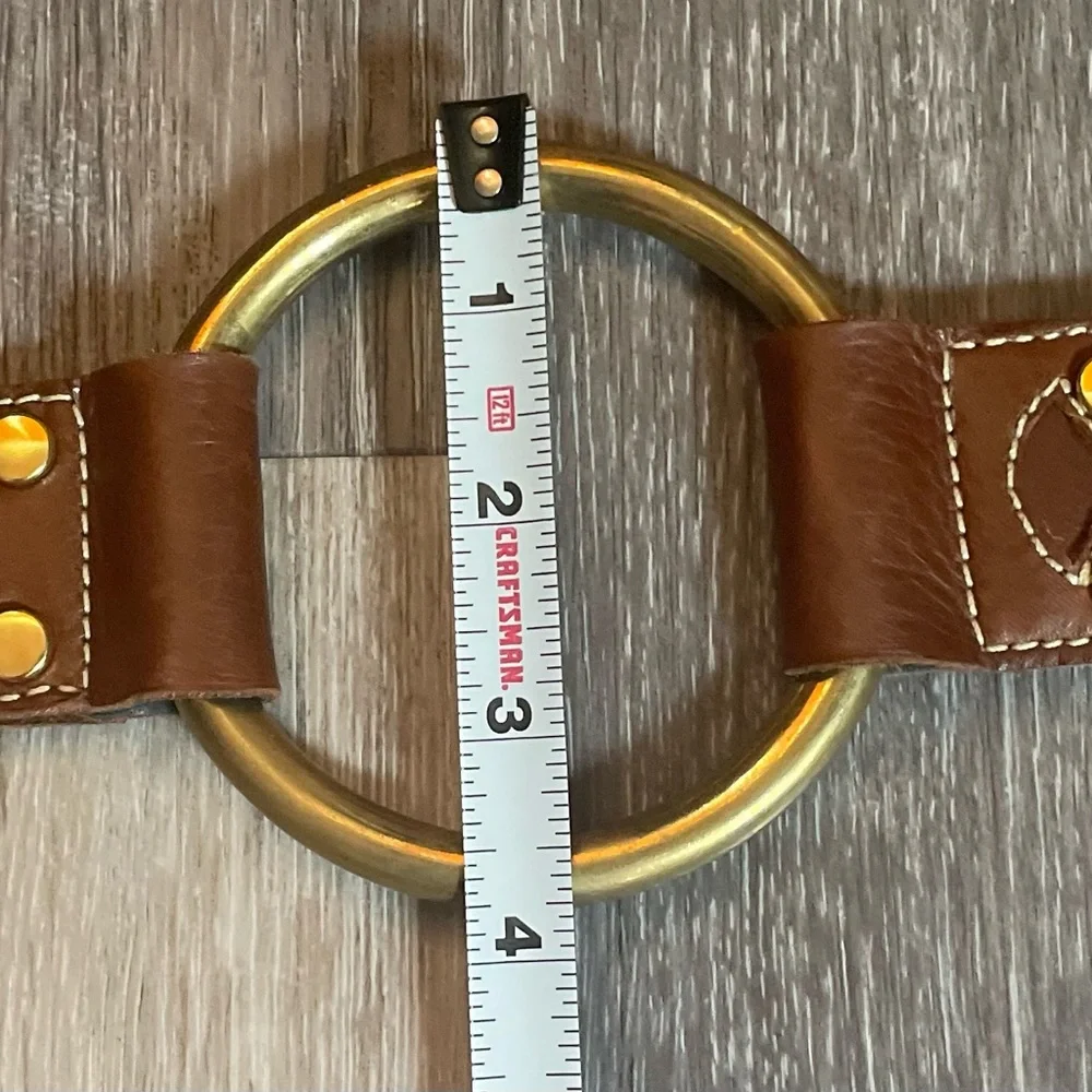 Coco Bianco Brown Leather Gold-Accent Ring Belt
